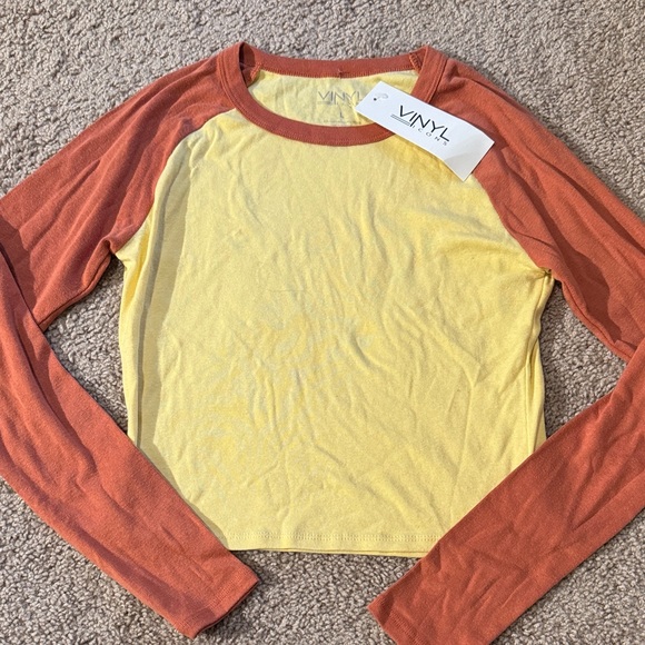 Vinyl Icons Tops - VNYL Yellow and Orange Long Sleeve Tee